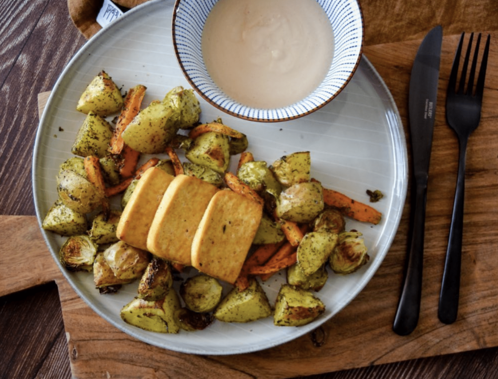 recept večeře pečená zelenina dip tofu